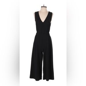 Uniqlo Women's Black Wide Leg Jumpsuit Size M Sleeveless Casual V-Neck Stretchy